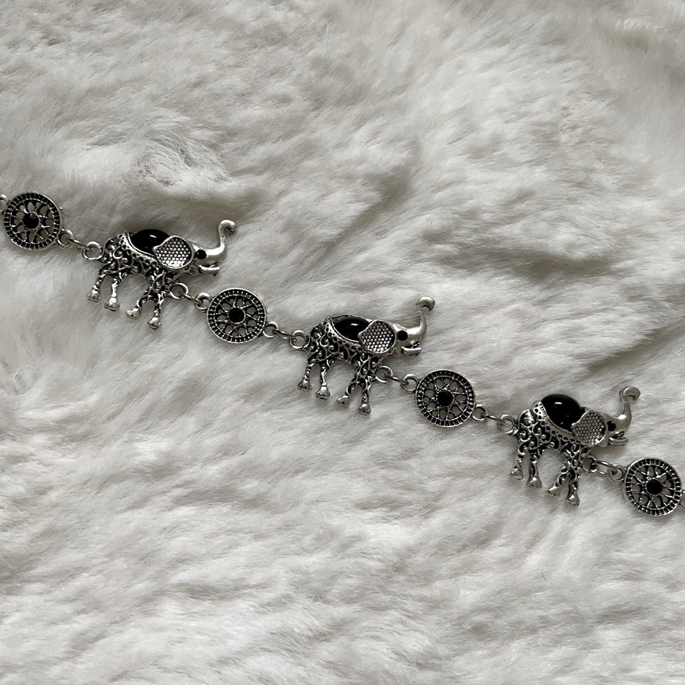 Silver Bohemian Elephant Charm Bracelet